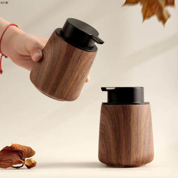 Elevate Your Bathroom with a Walnut-Grain Foam Dispenser