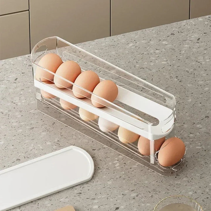 Bilayer Automatic Rolling Egg Organizer