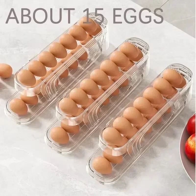 Bilayer Automatic Rolling Egg Organizer