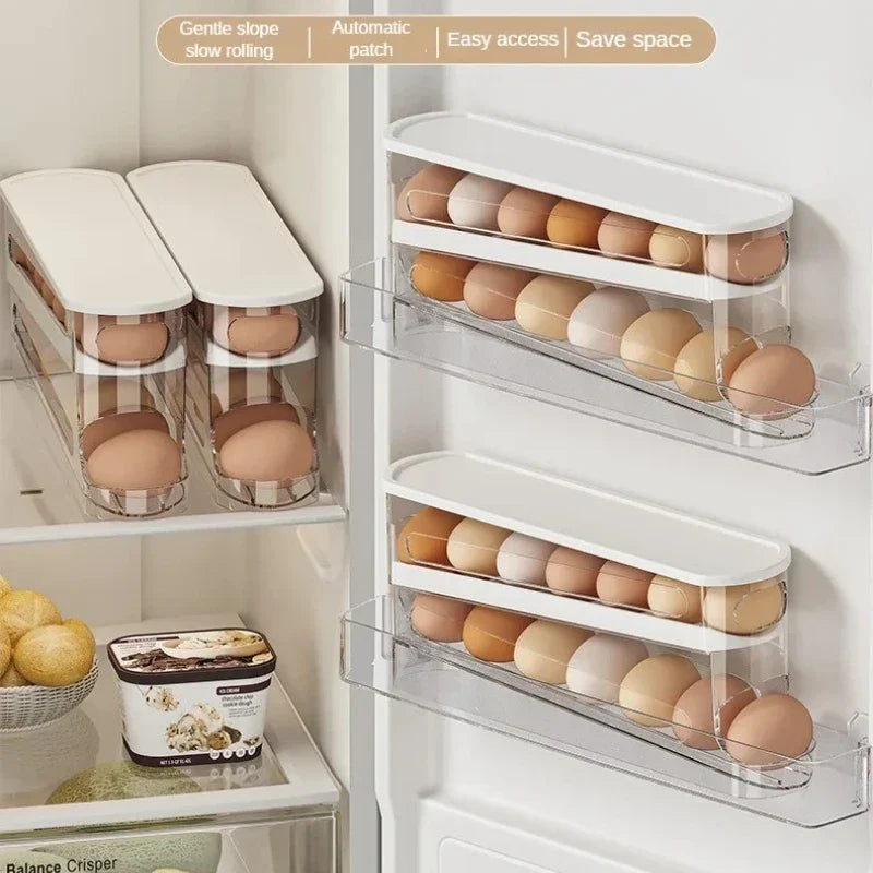 Bilayer Automatic Rolling Egg Organizer